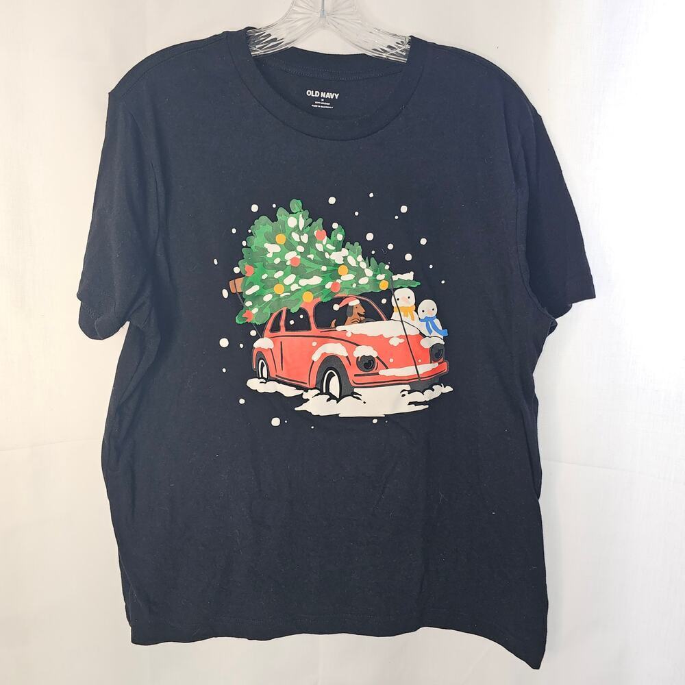Old Navy Women's Black Graffic Holidays Tshirt size Midium